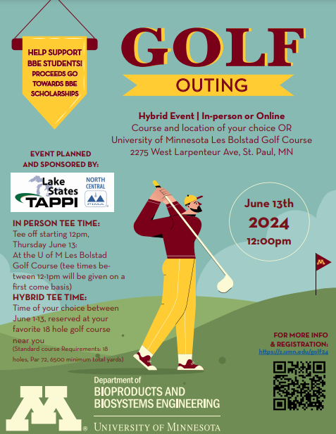 Infographic with details of the golf outing event