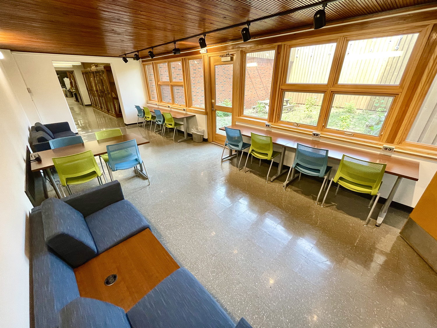 Updated furniture, fresh paint and new lighting and carpet in Kaufert Lab student loung.