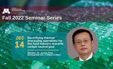 A graphic flyer for the BBE seminar presented by Dr. Juming Tang on 12/14/22.